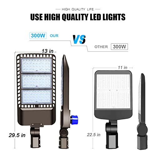 Juyace 300W Led Parking Lot Light Adjustable Slip Fitter Mount Dusk To Dawn 5000K 36000Lm Outdoor Commercial Flood Light Ip65 Waterproof Shoebox Area Light With Photocell (2 Pack) #TOP4