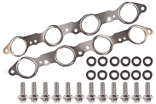 12617944 MLS Exhaust Manifold Gasket & 12 Bolt Kit - High Temp Resistant for Chevy Silverado GMC Sierra 1500 2500 Suburban 4.8L 5.3L 5.7L 6.0L 6.2L LS1 LS2 LS3 LS6 LQ4 LQ9 Engine