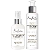 Shea Moisture 100% Virgin Coconut Oil Pack Duo | Daily Hydration Face Lotion 3 Ounce & Daily Hydration Face Milk Cleanser 4 Ounce