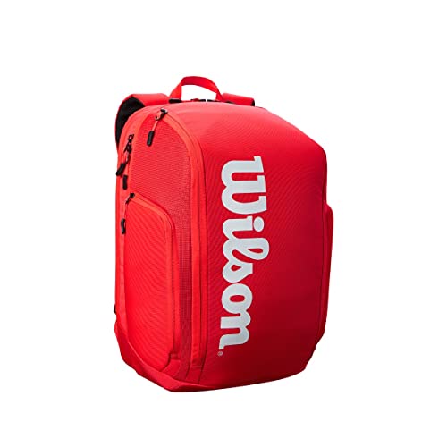 WILSON Super Tour Tennis Backpack - Red/White, Holds up to 2 Rackets
