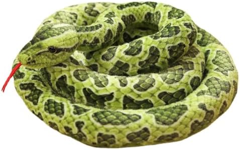 YUZHINUO Simulated Python Snake Plush Toy Giant Piebald Python Long Stuffed Snake Plushie Pillow Children Boys Gift Home Decoration (Green,78 inch)