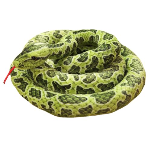 Yuzhinuo Simulated Python Snake Plush Toy Giant Piebald Python Long Stuffed Snake Plushie Pillow Children Boys Gift Home Decoration (Green,78 Inch) #TOP21