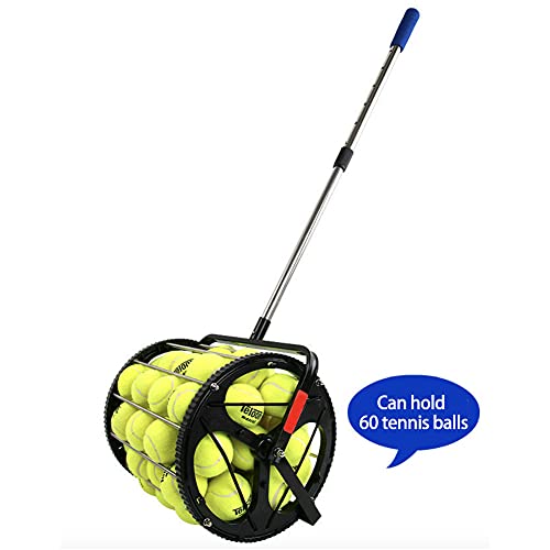 Chestnut-Yx Telescopic Tennis Ball Roller Hopper Pickup Hopper With Adjustable Tripod Base, Automatic Pick-Up Tennis Ball Retriever Ball Collector Can Hold 60 Tennis Balls, 100X22X26Cm #TOP2
