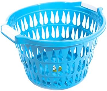 Asude Round Plastic Laundry Basket Hamper Washing Clothes Storage Bin with Handles