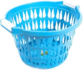 Asude Round Plastic Laundry Basket Hamper Washing Clothes Storage Bin with Handles