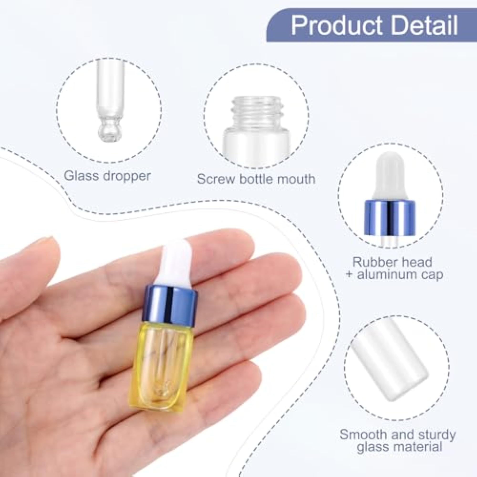 15 Pack Clear Glass Dropper Bottles 3ml