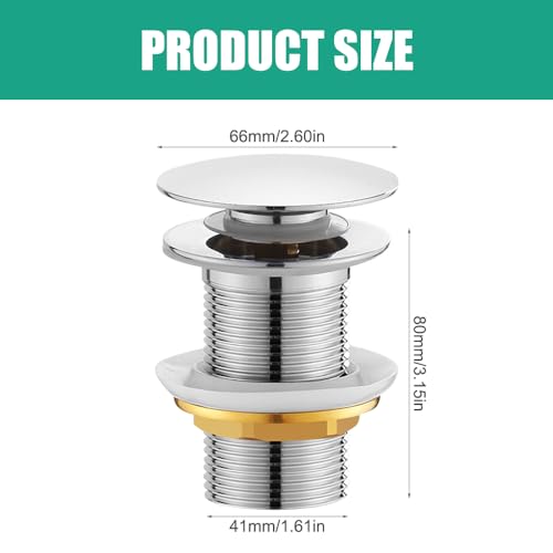 XEERUN Waschbecken Ablaufgarnitur, Ablaufventil Waschbecken, Pop up Ablaufventil, Waschbecken Abflussgarnitur, Waschbecken ohne Überlauf, Ablaufgarnitur Waschbecken für Waschbecken Edelstahl