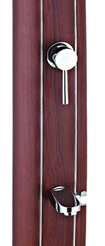 Gre DSALR32W - Solardusche für den Außenbereich. Runde Gartendusche aus Aluminium und Holzoptik, mit einem Fußwasserhahn und einem Fassungsvermögen von 32 Litern