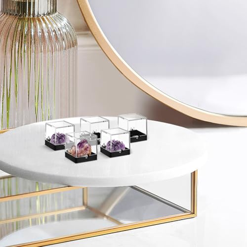 KESYOO 60 Pcs Clear Mineral Specimen Display Boxes, 1.4" Small Square Plastic Rock Sample Storage Cases with Black Base for Crystals and Gemstones by KESYOO - Used condition - Image 4