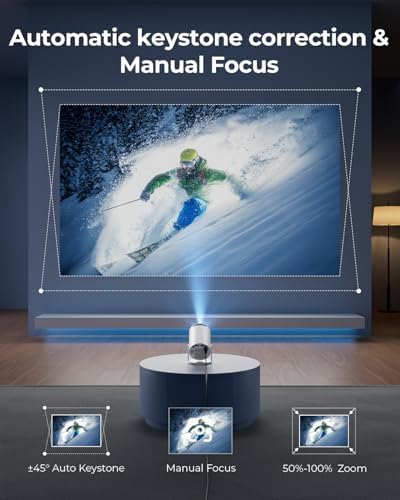 Mini Projector with WiFi and Bluetooth, Built-in Apps,