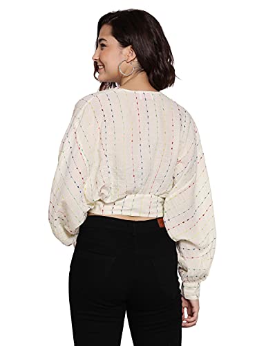 Image of oxolloxo Jovial jwell blueish Women Dobby Crop top