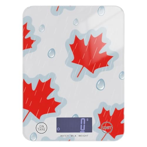 Bilancia da cucina con foglie d'acero rosso autunnale per peso alimentare 5 kg/5 g, piccola bilancia da cucina intelligente con 4 unità per la perdita di peso Espresso cottura pesa para comida