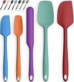 [‍Versatile Spatula 5-Piece]: Coukre Silicone spatulas heat resistant，1 large spatula, 1 small spatula, 1 large scoop spatula, 1 small scoop spatula, 1 straight spatula [Food grade material & High temperature resistance]: 100% made in Food Grade Mate...