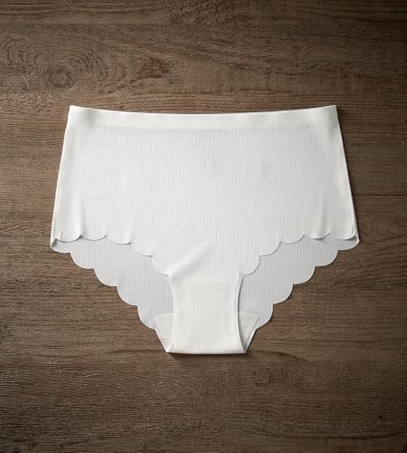 Image of SHARICCA Seamless High Waisted Underwear for Women Cheeky Underwear Wave Edge No Show Bikini Panties Ribbed Panties Pack