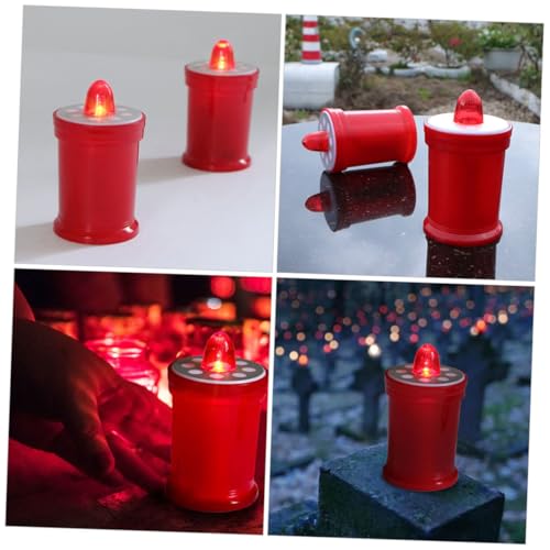 Velas LED rojas a pilas para cementerio e iglesia | Pack de 2 luces cálidas 6