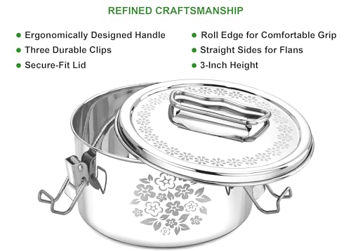 EasyShopForEveryone Stainless Steel Flanera (Laser Design), 6 x 6 x 3.5 Inches Flan Pan, Capacity 38 fl. oz, Compatible with Instant Pot 3qt, Molde Para Flan by EasyShopForEveryone - Image 3