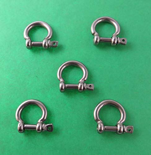 5 Pieces Stainless Steel 316 Type E Bow Shackle 5/32" (4Mm) Marine Grade #TOP5