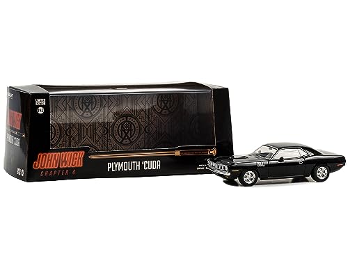 1971 Plymouth Barracuda Black John Wick: Chapter 4 1/43 miniatura 2