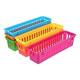Organisation Efficace: Ce porte-crayons pour bureau, livré en lot de 6 paniers en plastique, permet de ranger et organiser facilement crayons, stylos et autres fournitures scolaires, optimisant ainsi l'espace de travail et facilitant l'accès rapide aux outils essentiels