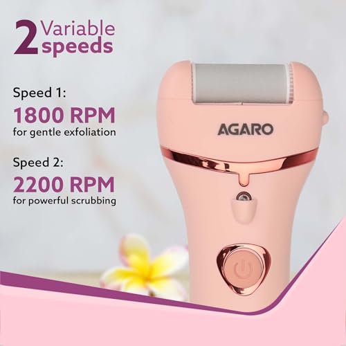 AGARO Callus Remover with 3 Interchangeable Head Rollers, Electronic Foot Scrubber for Callus & Dead Skin Removal, Pedicure Device, 2 Speed,... - Image 3