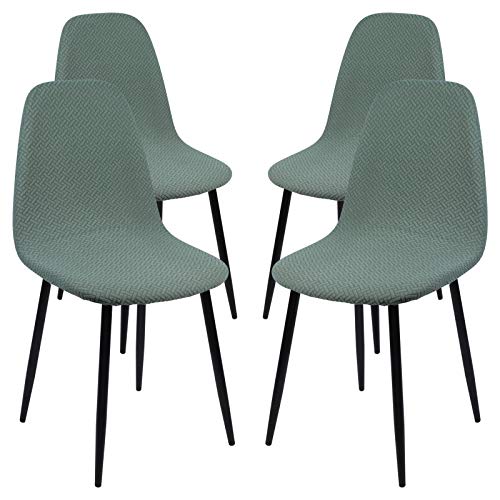 IVYSHION Housse de Chaise Scandinave Couverture de Chaise Scandinave Housse de Chaise de Salle à Manger Extensible Jacquard Protection de Chaise pour Cuisine Maison (Jacquad-Cyan,4PCS) Cover