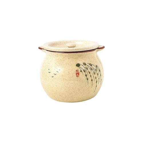 Tloszu 陶器調味料缶シリーズ 和風スタイル 高温焼成 下絵付手描き スプーン位置設計・防塵蓋付き 環境に優れ耐久性