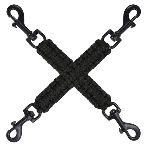 Image of 2PCS Dog Harness Connector Strap Slip Collar for Dogs Escape Resistant Collar Safety Clip Tether Heavy Duty Braided Cord Double Swivel Hooks For Adult Pet Owners Professional Walkers Outdoor Training