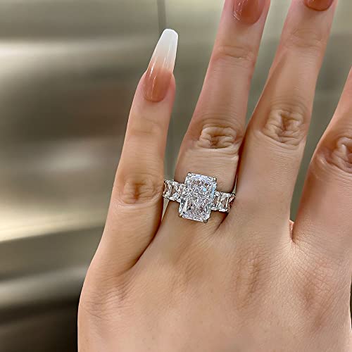 4.0 Ct Radiant Cut Eternity Women's Engagement Ring, Simulated Diamond Promise Ring In 925 Sterling Silver (Size:6) #TOP3