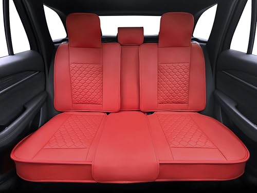 Image of Elantrip Car Seat Cover Full Set Leather Car Seat Protector Universal fit for Most Cars SUVs and Trucks Water Proof Front and Rear Seat Protector Red