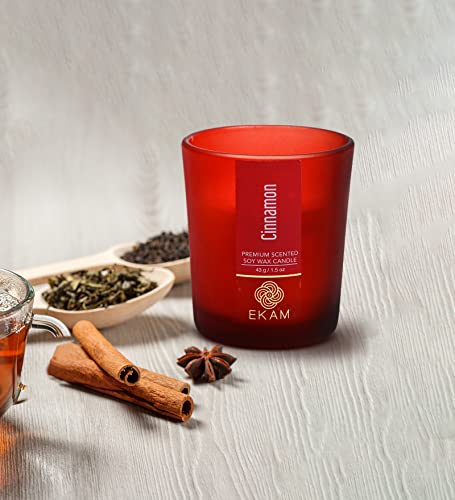 Image of EKAM Cinnamon Votive Soy Wax Scented Candle, 40 Grams, 10 Hours Burn Time| Long Lasting Premium Candles | Ideal for Home Decor | Gifting & Aromatherapy (Pack of 9)