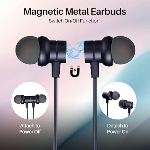 Image of pTron Tangent Buzz w / 50Hrs Playtime, Pristine Sound, Dual-Device Pairing, Bluetooth 5.4 Wireless in-Ear Earphones with Mic, Hall Switch Function, Voice Assistant, Type-C Fast Charging & IPX5 (Blue)