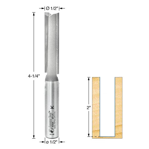 Image of Amana Tool - 45426 Carbide Tipped Straight Plunge 1 /2 Dia x 2 inch x 1 /2 Shank