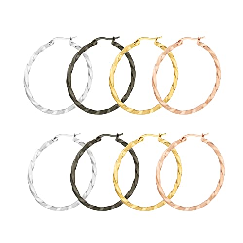 Boucles d'oreilles créoles Feng Shui Titane Argent Or Noir 15 à 60 MM