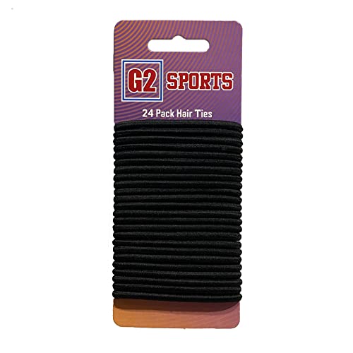 G2 Sports 24 Pack Athletic Hair Ties, Black, 4mm Thick