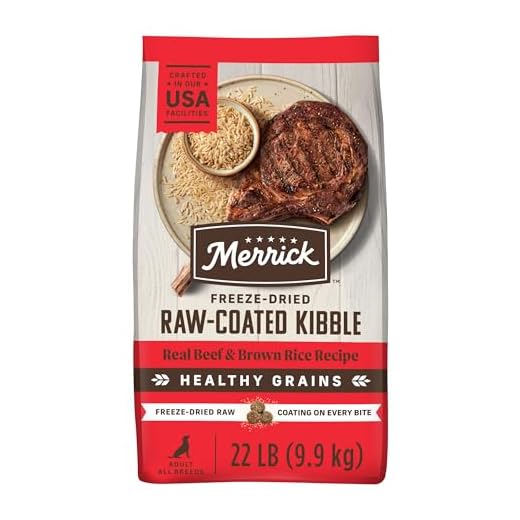 Merrick Healthy Grains Freeze Dried Raw Coated Kibble, Natural High Protein Dog Food, Beef and Brown Rice - 22.0 lb. Bag