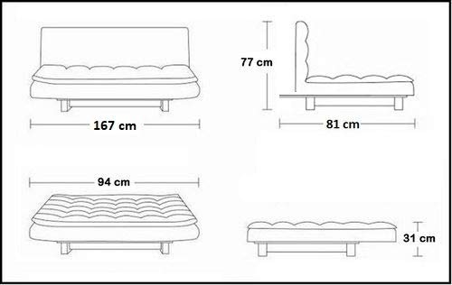 Bagno Italia Sofà divano letto bianco o nero 167 cm per soggiorno moderno ecopelle modello Jenny I