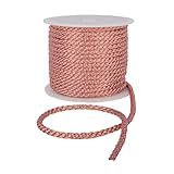  Cordon crêpe – Corde en coton de qualité supérieure de 6 mm, cordon solide pour macramé pour projets de bricolage, cordon de passepoil pour coussins, cordon en nylon, durable et polyvalent (rose, 10