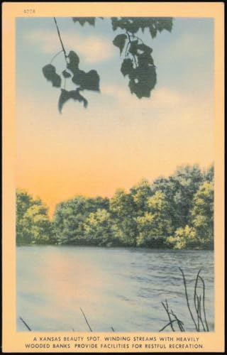 Kansas Beauty Spot, Winding Streams and Wooded Banks Original Postcard