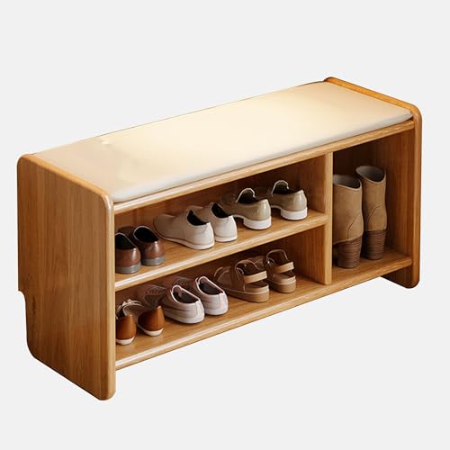 LWJSOCP Entryway Wooden Shoe Bench with Storage Wood Shoe nizer Rack for Front Door Entrance Entry Hallway Bench Seat for Living Room Bedroom Dinning Room Entryway