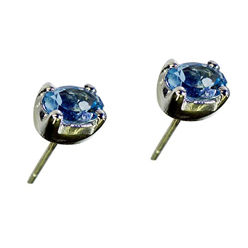 Boucles d'oreilles topazes bleues femmes argent sterling bijoux astrologiques