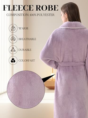 Image of Hellomamma Long Bath Robe for Womens Plush Soft Fleece Bathrobes Nightgown Ladies Pajamas Sleepwear Housecoat