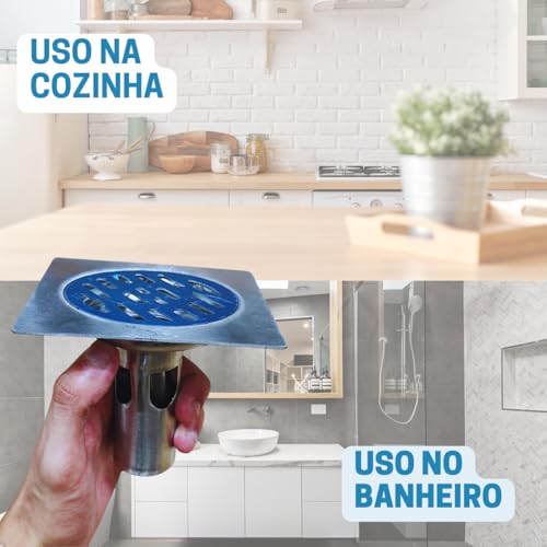 Ralo Inteligente Anti Odor 11,8x11,8 Inox Escovado Previne Inseto Insavores Cabelo