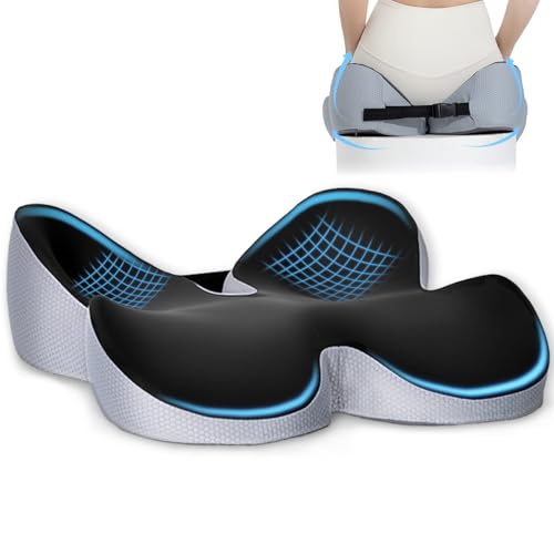 GRIRDDIV Cuscino Sedia Ufficio, Memory Foam Cuscino Ergonomico Sedia Ufficio, Modellamento dei fianchi, Portatile e Regolabile, Memory Foam per Casa Auto e Sedia a Rotelle