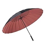 ThreeH Walking Stick Umbrella 190T 24 Ribs Double Canopy Long Handle Straight Anti-UV Sun/Rain Windproof Golf Umbrella,Pink