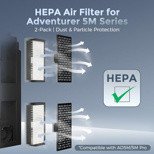 FLASHFORGE 2pcs Air Filter for Flashforge Adventurer 5M Series 3D Printer, HEPA Air Filter for Flashforge AD5M Series