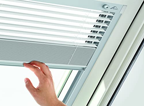 Roto Original Jalousette ZJA Dachfenster - Führungsschiene Silber - Manuelle Bedienung - Jalousie für Baureihe Q - Größe 114/140 | 11/14 - Stofffarbe Weiß