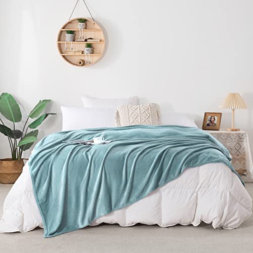 Onme Fleece Blanket, Full/Queen Size Blanket - Soft Lightweight Microfiber Cool Blanket For Sofa, Couch, Bed, Camping, Travel, 90"X90" Light Green #TOP1