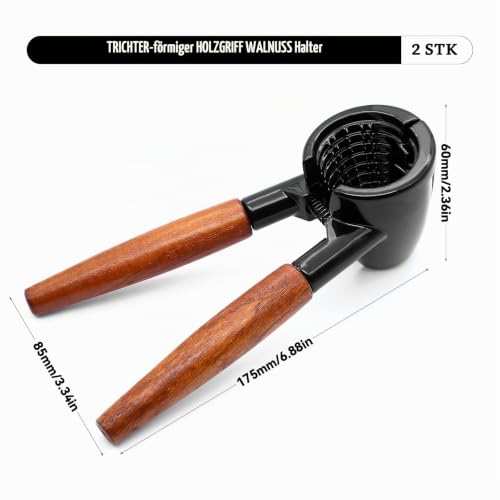 Foto von ZHIYUQL® 2 Stück Nussknacker Walnüsse mit Rutschfestem Holzgriff