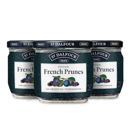 St. Dalfour Pitted French Prunes - 7oz - All Natural, No Preservatives or Artificial Ingredients - Made in France - Pack of 3