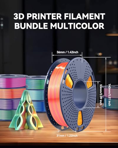 Image of JAYO Silk Dual & Tri-Color PLA Filament 1.75mm Bundle, Multi-Color Shiny 3D Printer Filament Set, Smooth Glossy Finish, Easy to Print, No Clog, 250g Spool, 8 Rolls, 2kg in Total
